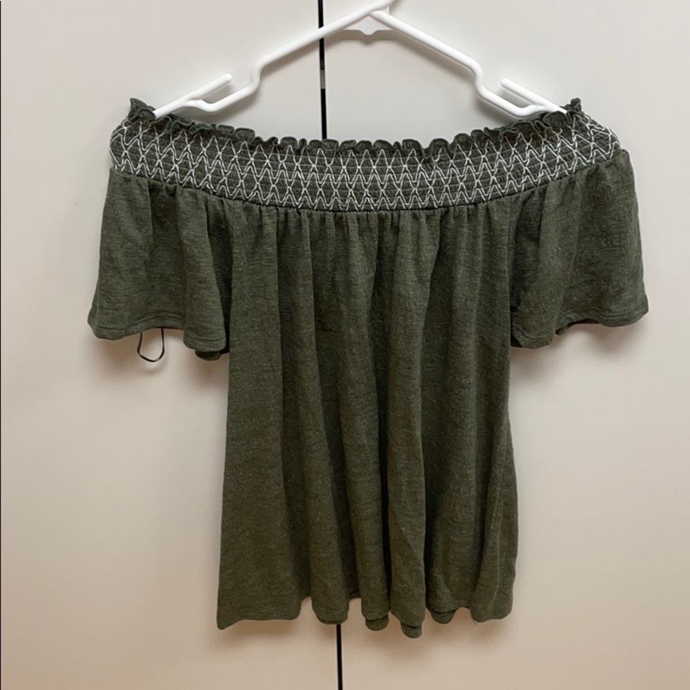 Green Off the Shoulder Top
